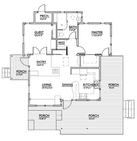 Modern Style House Plan - 2 Beds 1 Baths 800 Sq/Ft Plan #890-1 ...