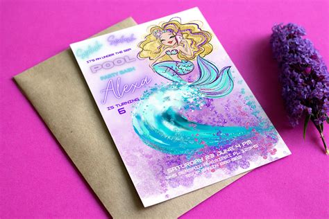 Mermaid Birthday Party Invitation Card Editable Mermaid Etsy