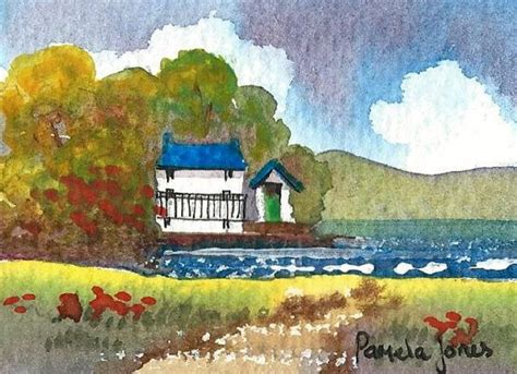 ACEO Original Watercolour Dylan Thomas Boat House Wales Etsy UK