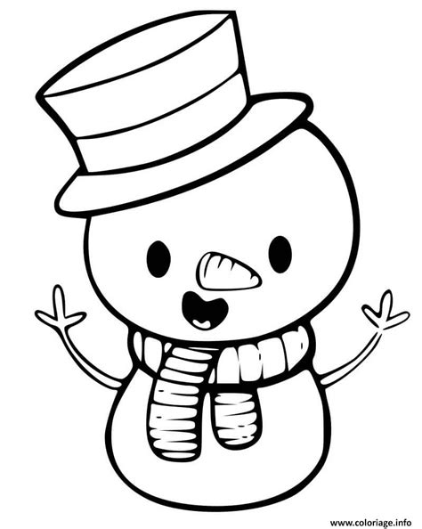 Coloriage Bonhomme De Neige Noel Adorable Mignon Dessin Noel Imprimer