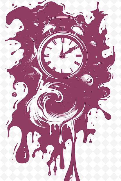 Premium Psd Png Surreal Frame Art With Melting Clock And Floating