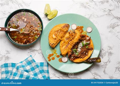 Beef Birria Tacos with Sauce. Mexican Food Stock Photo - Image of closeup, eatery: 241752026