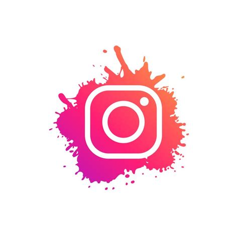 the instagram logo with paint splatters on it, in pink and purple