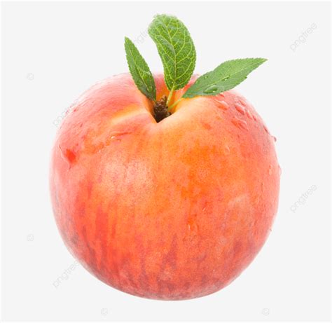 Ripe Peach With Leaves Isolated Studio Food Nobody Png Transparent