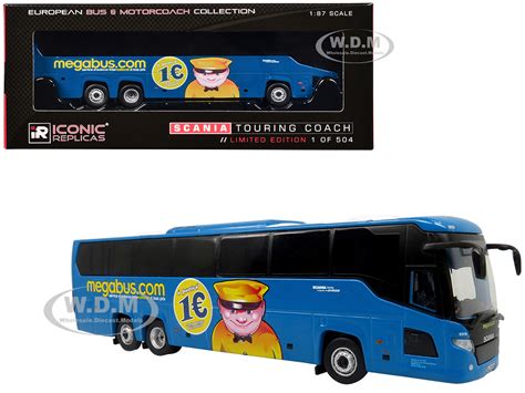 Scania Touring Coach Bus Megabus France Blue With Graphics European