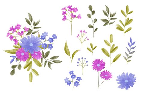 Free Vector Watercolor Floral Elements Set