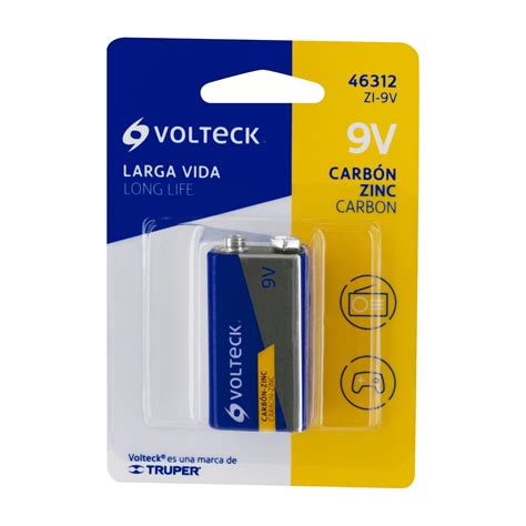 Pila zinc carbón 9 V en blíster Volteck Pilas Zinc Carbón 46312