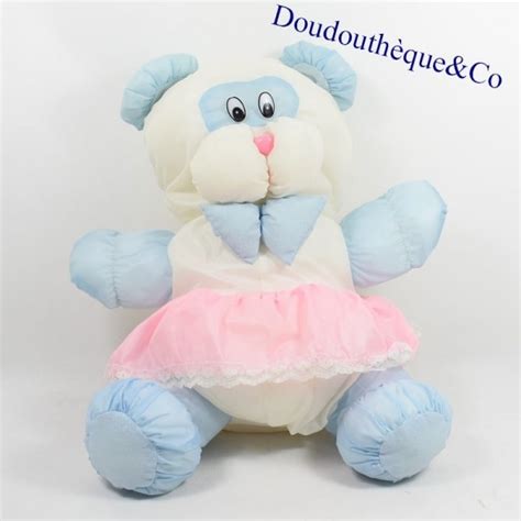 Peluche Ours Bikin Puffalump Toile De Parachute Robe Rose Noeud Pap