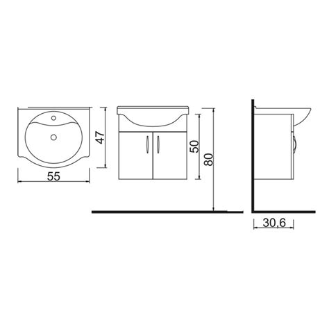 Denko Akyazı 55 cm MDF Beyaz Banyo Dolabı Alt Modül ve Lavabo