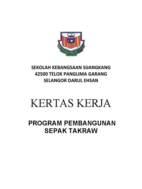 Kertas Kerja Program Pembangunan Sepak Takraw Pdf