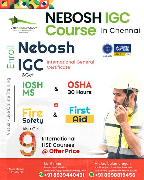 Nebosh Igc Offer In Chennai And Get Free Courses Green World Group