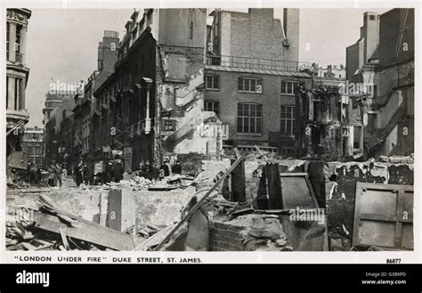 WW2 - London under fire - bomb damage in Duke Street, St James Date ...