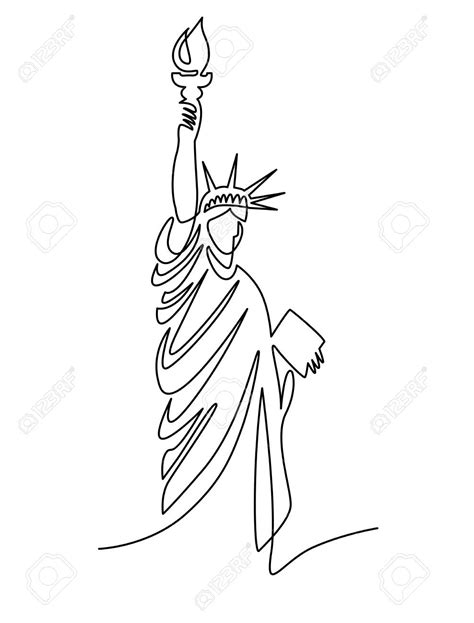 continuous line drawing of the Statue of Liberty, New York, USA, vector ...