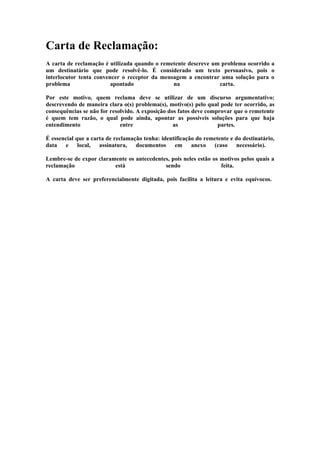 Carta de reclamação PDF