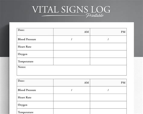 Buy Vital Signs Log Printable Vital Signs Tracker Printable Online In