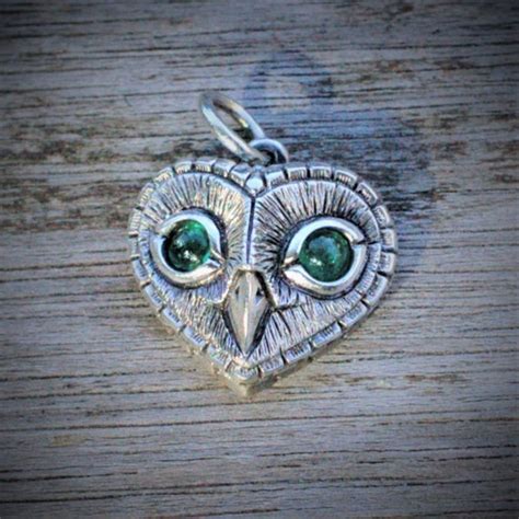 Emerald Owl Necklace Birthstone For May Sterling Silver Etsy