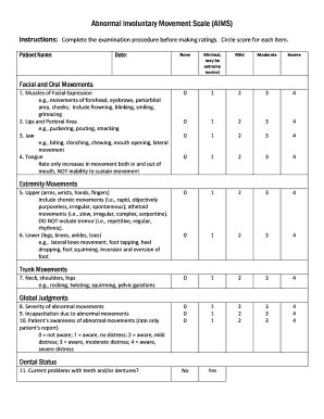 Fillable Online Mmcp Dhmh Maryland Abnormal Involuntary Movement Scale