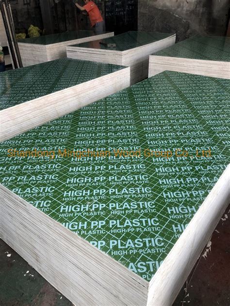 Hardwood Plywood For Concrete Construction Mm Green Pp Plastic Film