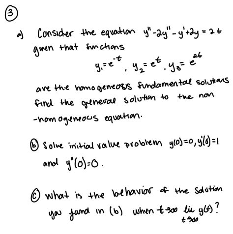 Solved Consider The Equation Y′′−2y′′−y′ 2y 2t Given That