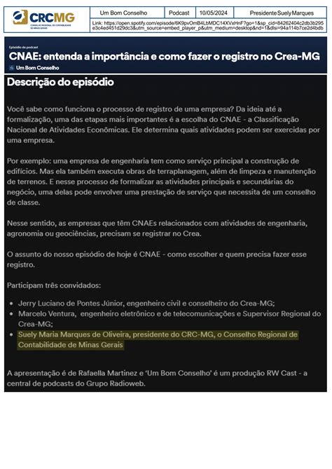 Cnae Entenda A Import Ncia E Como Fazer O Registro No Crea Mg