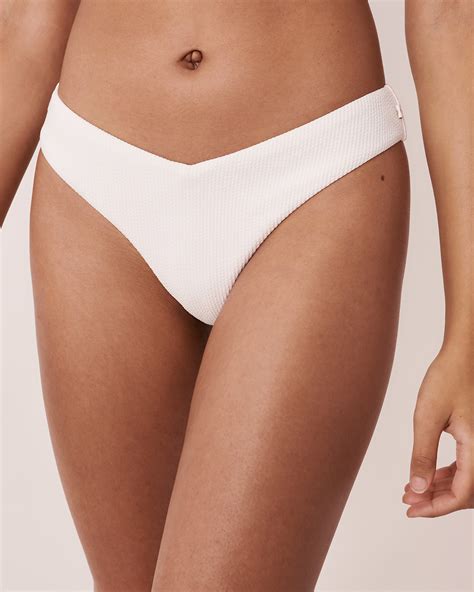 Bright Textured Thong Bikini Bottom Bright White La Vie En Rose