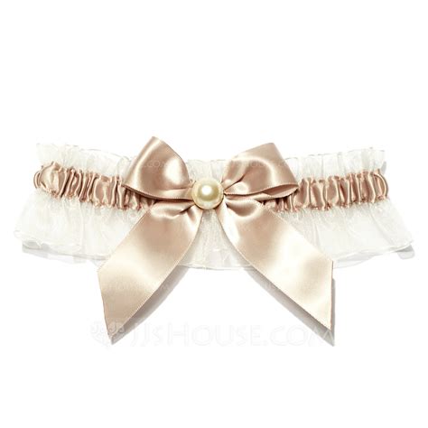 Glamourous Satin With Pearl Wedding Garters 104019512 Garter JJsHouse