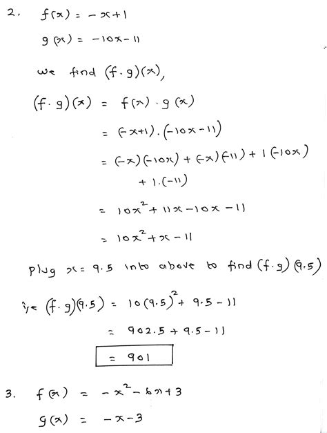 Solved 2 Given The Following Functions Find And Simplify Fg 9 5