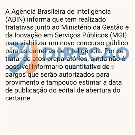 Concurso Abin órgão confirma pedido de novo edital confira Direção