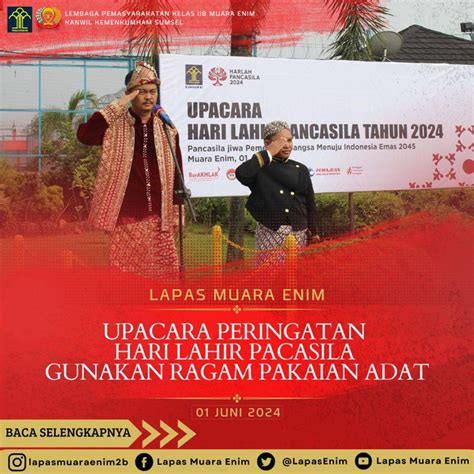 Lapas Muara Enim Upacara Peringatan Hari Lahir Pacasila Gunakan Pakaian