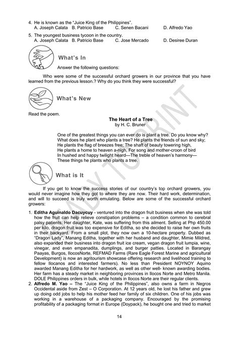 Tle6 Q1 Mod1agricultureplantingpropagatingtreesfruit Bearingtrees