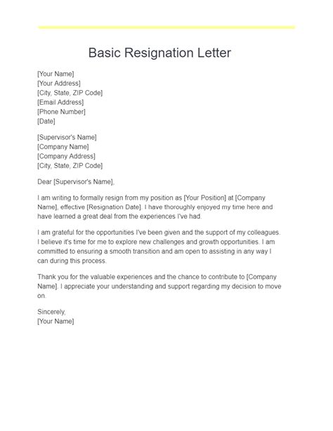 Basic Resignation Letter 99examples Pdf Tips