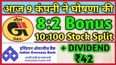 9 Shares IOB Bank Gail India Declared High Dividend Bonus