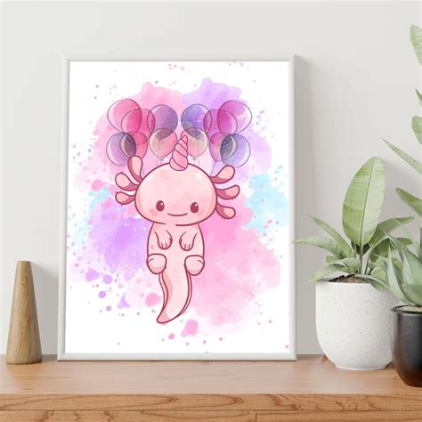 Cute Axolotl Wall Art Mexican Walking Fish Salamander Home - Etsy