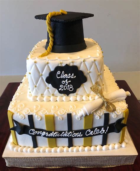 Black And Gold Graduation Cake Adrienne Co Bakery Modern Design