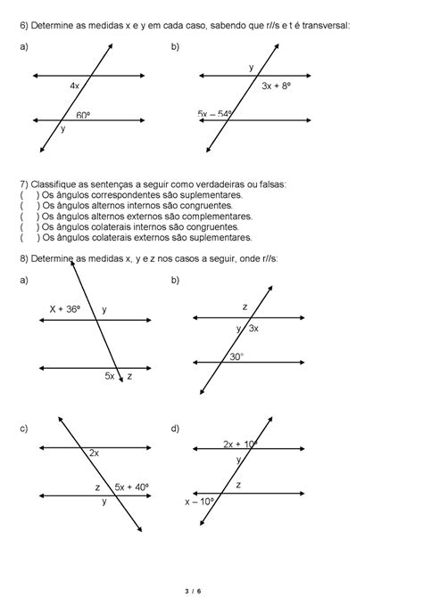 Exercícios ângulos 8 Ano Pdf