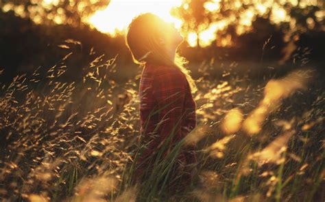 Wallpaper Sunlight Women Outdoors Sunset Nature Field Evening