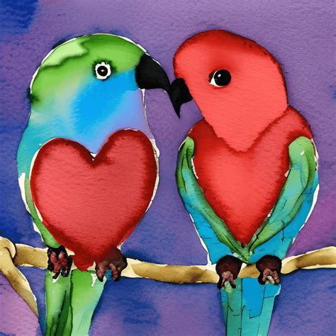 Lovebirds Valentines Day Watercolor Art Creative Fabrica