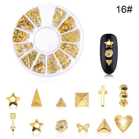 3d Gold Metal Nail Art Studs Rivet Nail Alloy Charms Decoration With