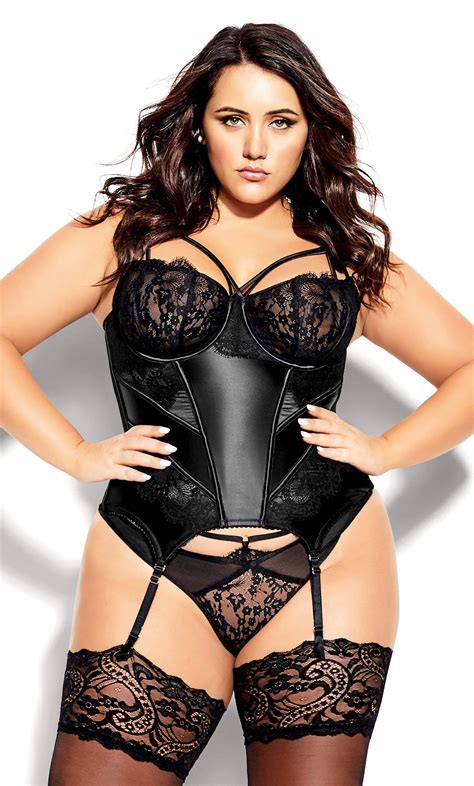 City Chic Delores Bustier Lingerie In Black Plus Size Intimates Plus