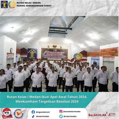 Rutan Kelas I Medan Ikuti Apel Awal Tahun Menkumham Targetkan