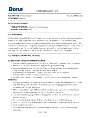 Fillable Online Graphic Designer Job Description Template Fax