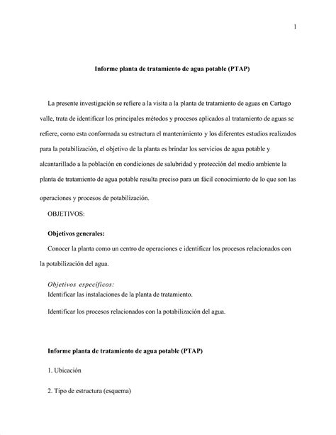 Pdf Informe Planta De Tratamiento De Agua Potable Compress Informe