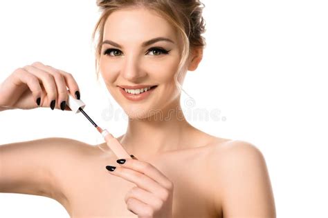 Smiling Naked Beautiful Blonde Woman With Stock Image Image Of Manicure Naked