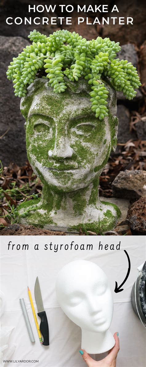 DIY HEAD PLANTER USING CONCRETE GARDEN DIYS Concrete Planters