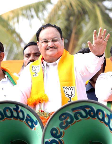 Bjp National President Jp Nadda During A Roadshow Ahead Of Karnataka Assembly Election 2023