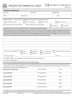 Fillable Online Umflint Request For Sabbatical Leave Form