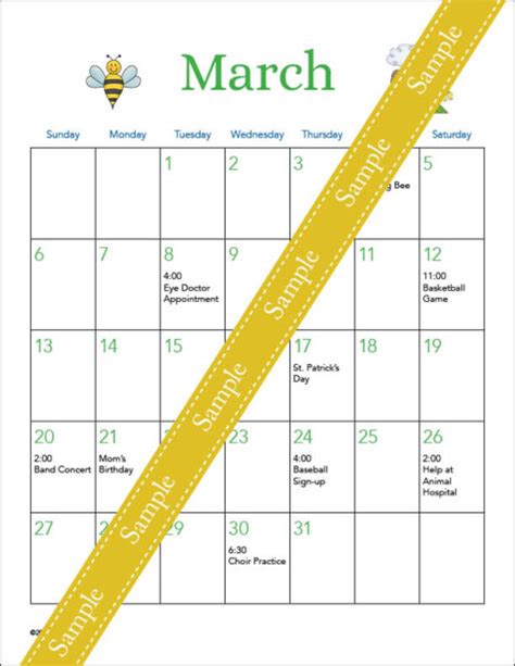 March Calendar Printable Activity Sallie Borrink