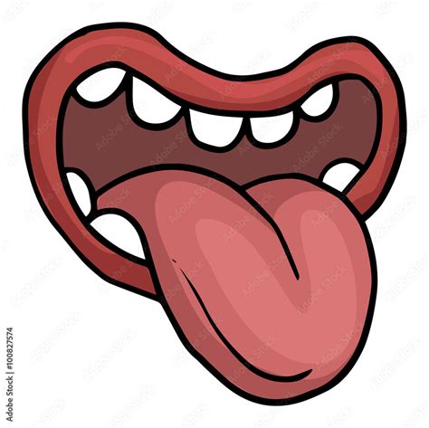 Funny Cartoon Mouth Sticking Out Tongue Stock Vector Art Illustration