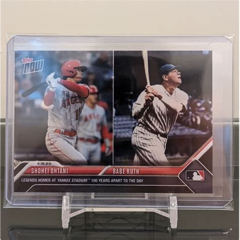 大谷翔平 Babe Ruth 2023 topps now 143 相隔100年的同一天在洋基球場打出全壘打 球員卡 蝦皮購物