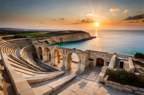 Una Vista Del Atardecer Del Anfiteatro De La Antigua Ciudad De Gozo